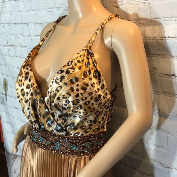 Camille La Vie Animal Print Beaded Evening Gown 8 - Picture 7 of 16